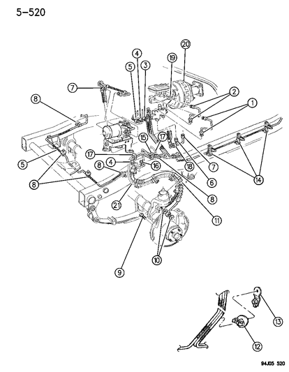 1994 Jeep Wrangler RETAINER-Five Way FASTENER Diagram for 52007995