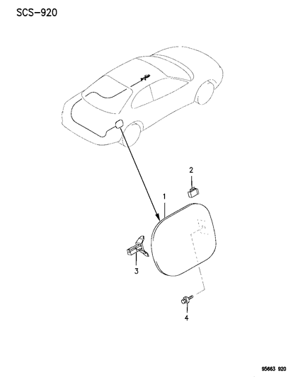 1996 Chrysler Sebring Fuel Filler Lid & Lock Diagram