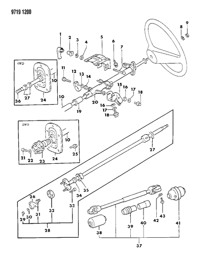 1989 Dodge Ram 50 Column, Steering Diagram