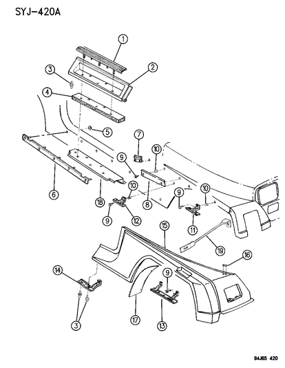 1994 Jeep パーツリスト Front Fender & Rocker Panel - 1994 Jeep Wrangler
