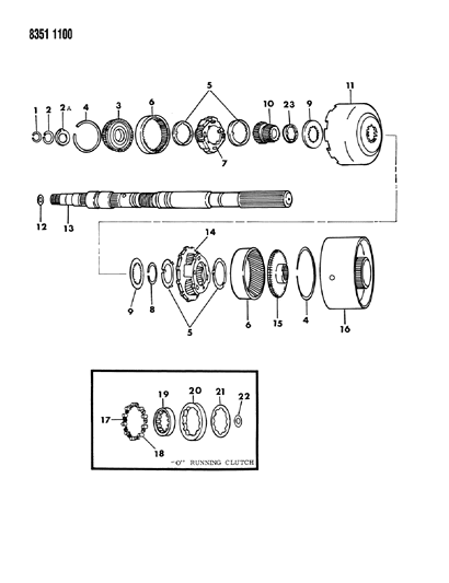 1989 Dodge D150 Gear Train & Output Shaft Diagram 2