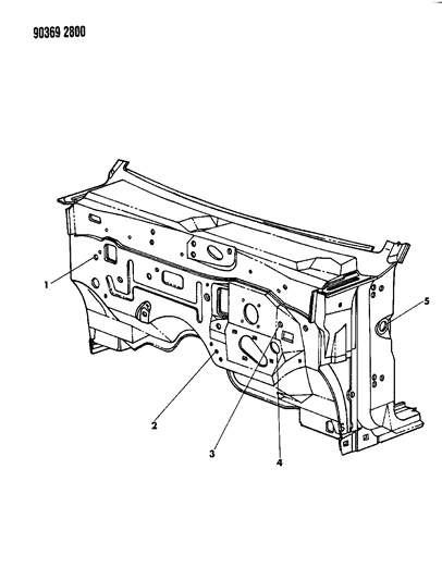 1993 Dodge Dakota Plugs - Cowl & Dash Diagram