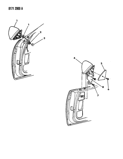 1988 Chrysler LeBaron Premium Mirror - Exterior Diagram