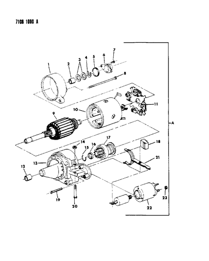 1987 Dodge Omni Starter Components Diagram 1