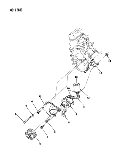 1989 Dodge W150 Pump Mounting - Power Steering Diagram 2