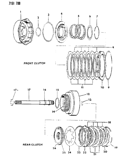 1987 Dodge Diplomat Clutch, Front & Rear With Gear Train Diagram 2