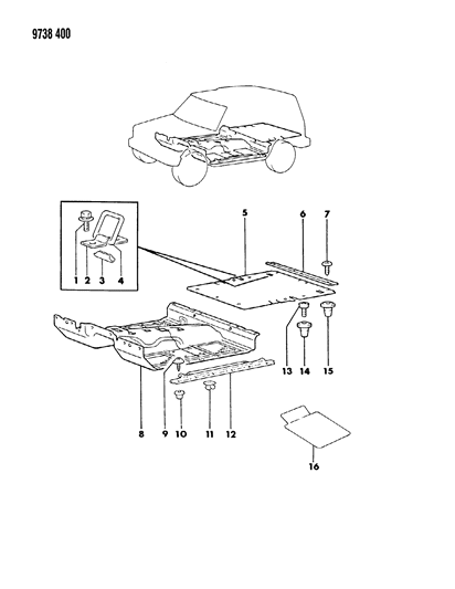 1989 Dodge Raider Mat Floor & Scuff Plates Diagram