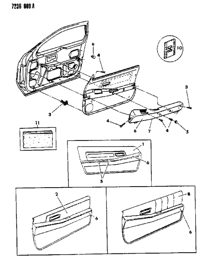 1987 Dodge Daytona Panel - Door Trim Diagram