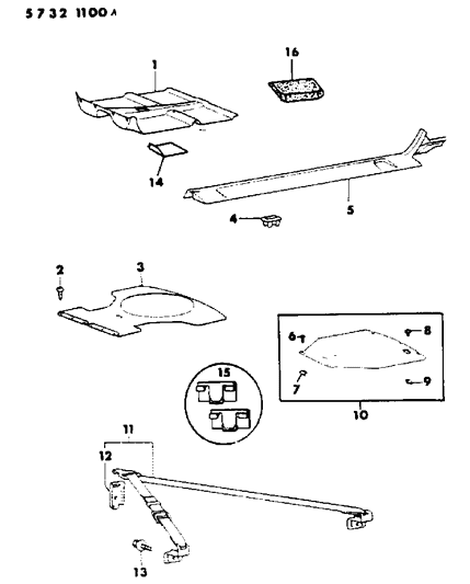 1985 Chrysler Conquest Carpets, Mats And Scuff Plates Diagram