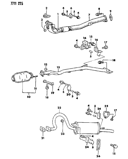 1988 Dodge Colt Exhaust System Diagram 1
