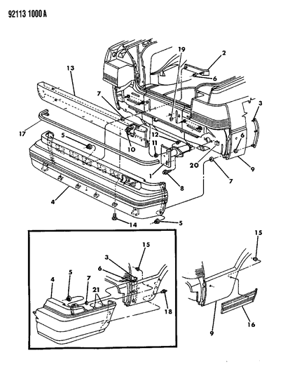 1992 Chrysler LeBaron Sedan Fascia, Rear Diagram