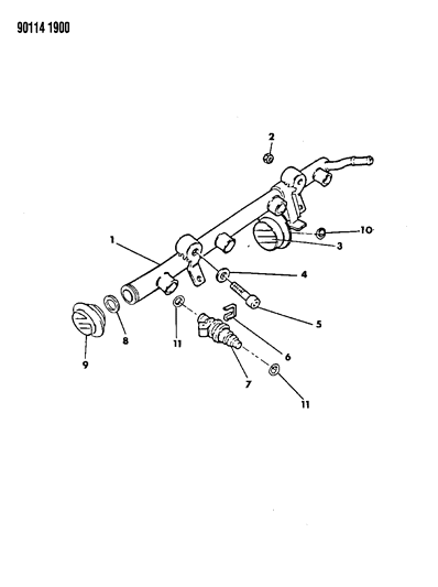 1990 Chrysler TC Maserati Fuel Rail & Related Parts Diagram 1