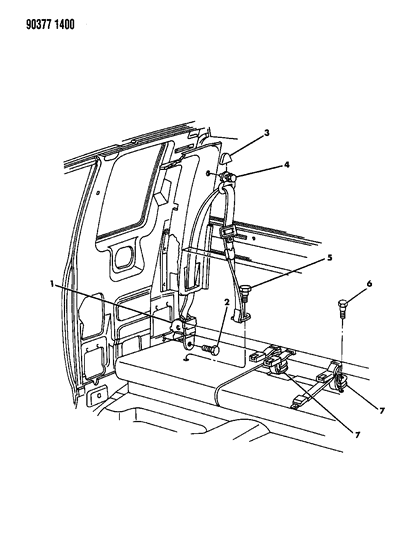 1992 Dodge Dakota Belts - Rear Seat Diagram