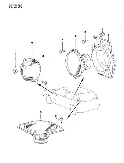 1990 Dodge Colt Radio & Speakers Diagram