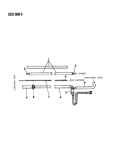 1988 Dodge Ram Van Vapor Canister Hose Harness - Dual Canister Diagram