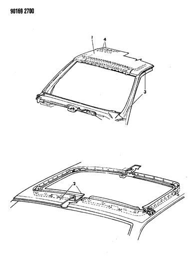 1990 Dodge Shadow Roof Panel Diagram