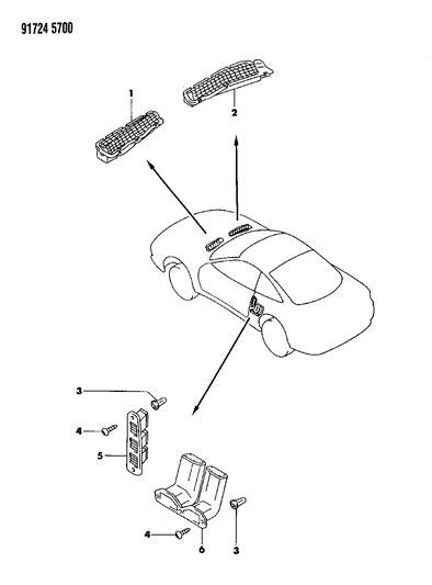 1991 Dodge Stealth Air Outlets & Ventilation Diagram