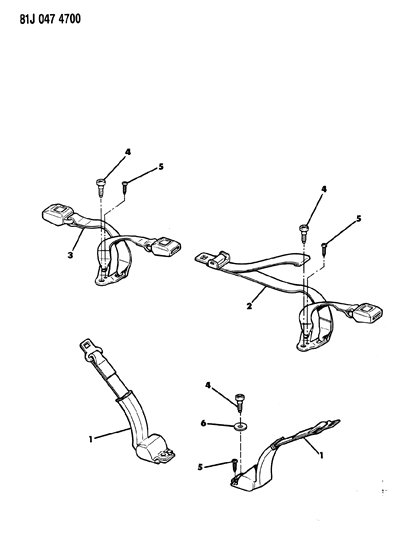 1984 Jeep Wagoneer Seat Belts, Rear Diagram 2