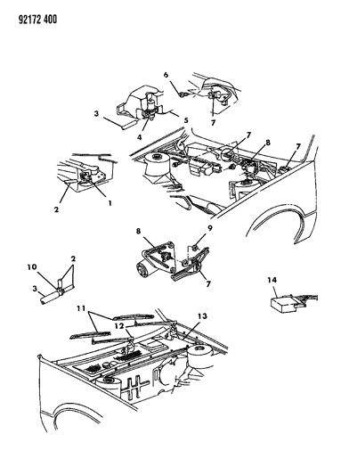 1992 Chrysler LeBaron Windshield Wiper & Washer System Diagram