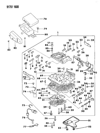 1991 Dodge Colt Valve Body & Components Diagram 2