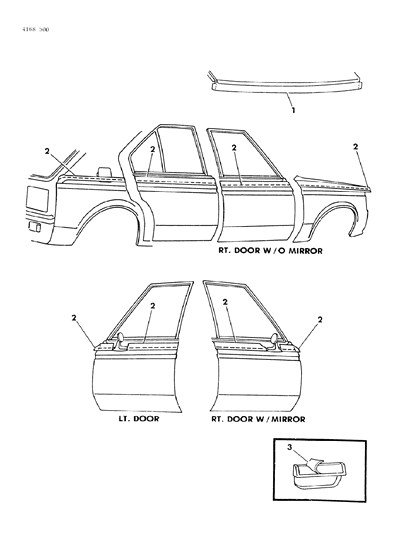 1984 Dodge Omni Tape Stripes & Decals - Exterior View Diagram 5