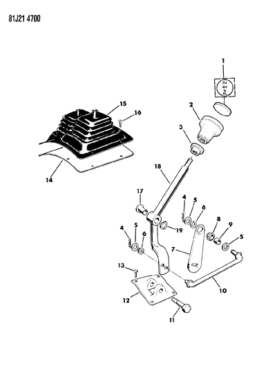 1986 Jeep J20 Controls, Transfer Case Shift Diagram