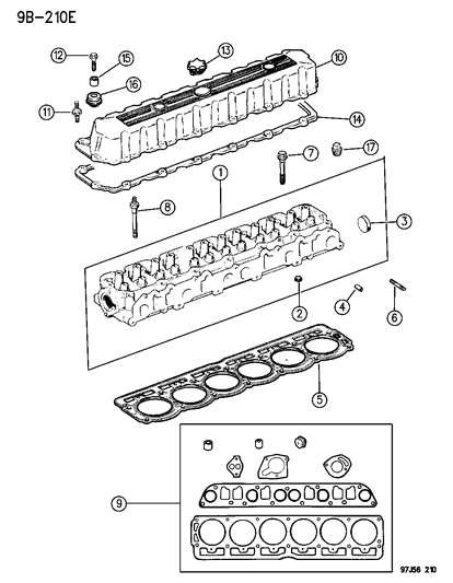 1995 Jeep Wrangler Gasket-Cylinder Head Diagram for 53020754