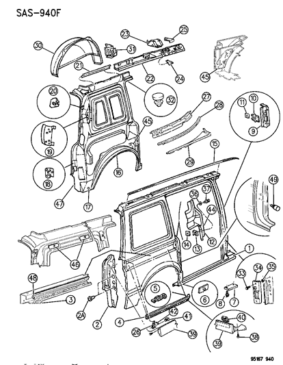 1995 Dodge Grand Caravan Quarter Panel Diagram 2