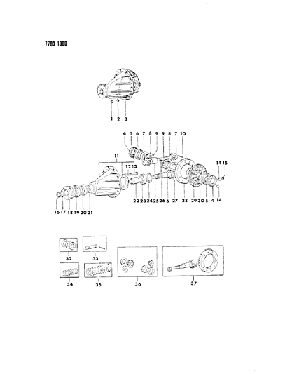 1988 Dodge Ram 50 Differential - Without Limited Slip Diagram