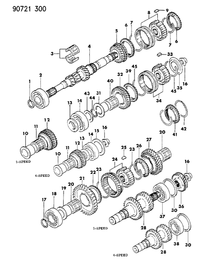 1990 Dodge Colt Bearing M/T Input Shaft Diagram for MD719318