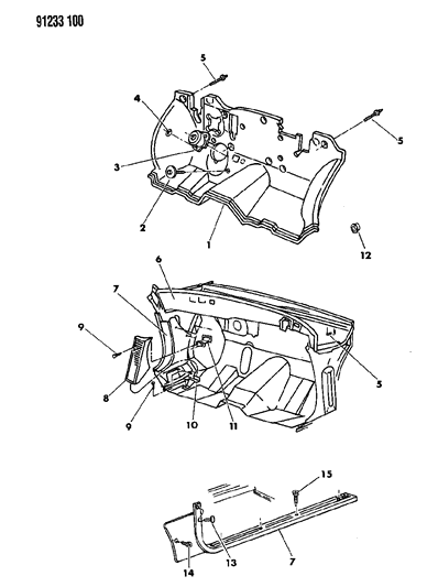 1991 Chrysler LeBaron GTC Cowl Panel & Silencers Diagram
