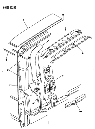 1990 Dodge Caravan Panel & Extension Diagram
