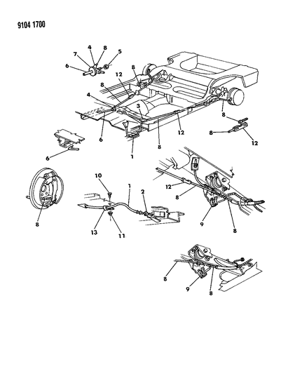 1989 Chrysler LeBaron GTS Cable, Parking Brake Diagram