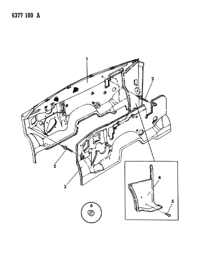 1987 Dodge Dakota Cowl Panel & Silencers Diagram