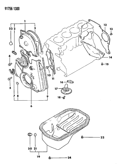 1991 Dodge Stealth Oil Pan & Timing Belt Cover Diagram 2