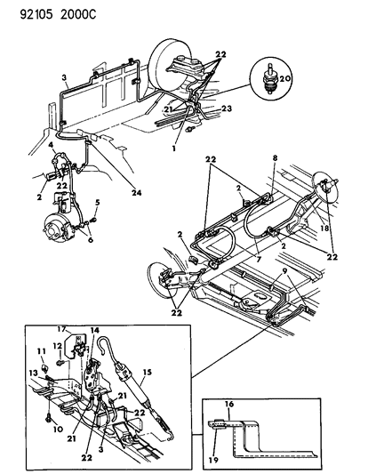 1992 Dodge Caravan Lines & Hoses, Brake Diagram