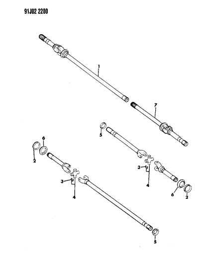 1991 Jeep Grand Wagoneer Shafts - Front Axle Diagram