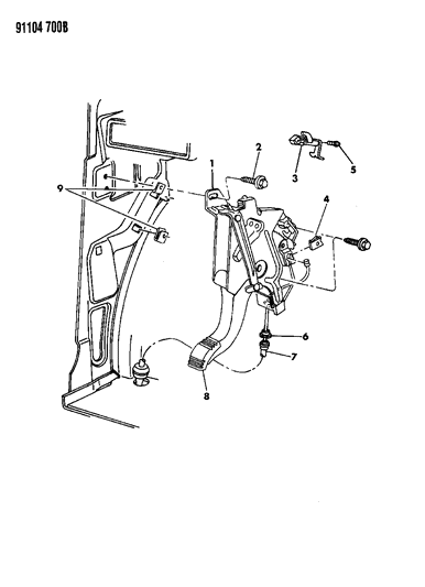 1991 Chrysler Town & Country Lever - Parking Brake Diagram