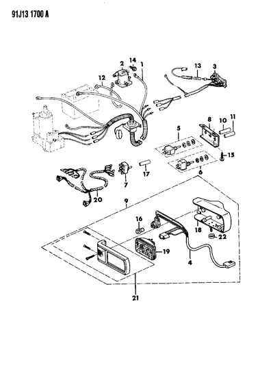 1992 Jeep Wrangler Snow Plow Operating Controls & Switches Diagram