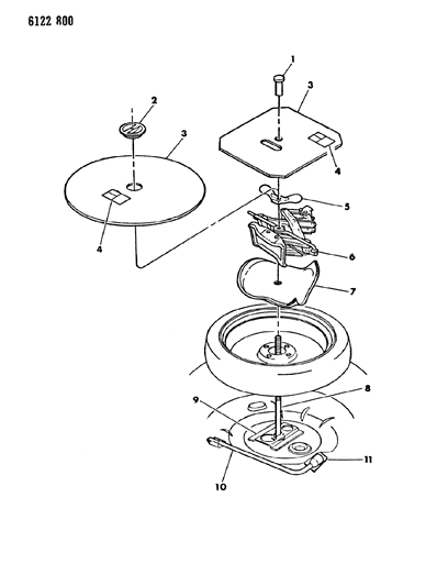 1986 Dodge Omni Jack & Spare Tire Stowage Diagram