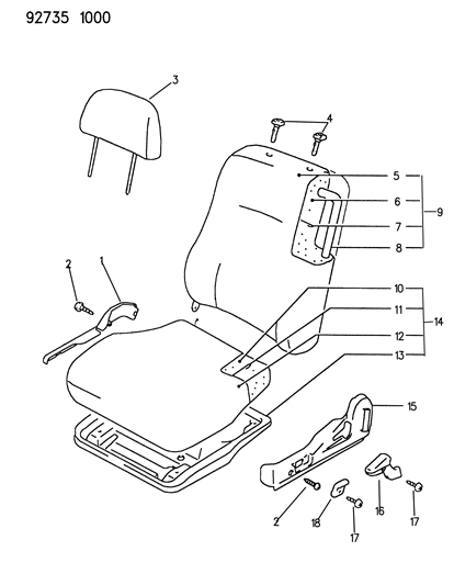 1993 Dodge Colt Front Seat Diagram 1