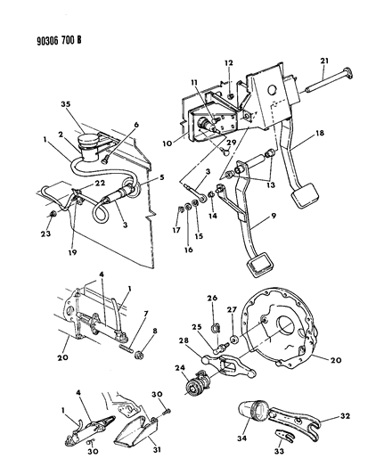 1993 Dodge Ramcharger Controls, Hydraulic Clutch Diagram