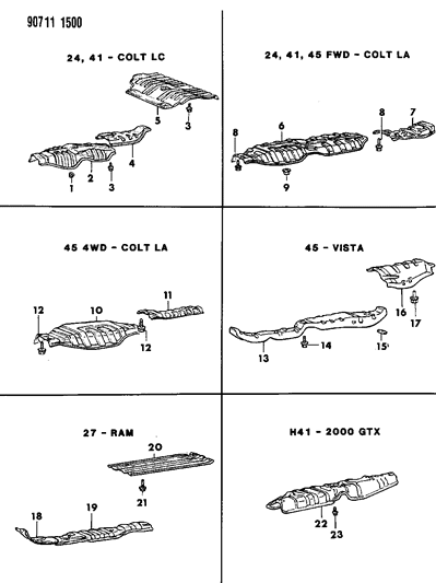 1990 Dodge Ram 50 Heat Shields - Exhaust Diagram