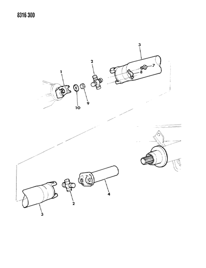 1988 Dodge Ram Wagon Propeller Shaft Single And Universal Joint Diagram