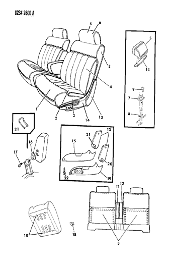 1988 Chrysler LeBaron Base Front Seat Diagram 1