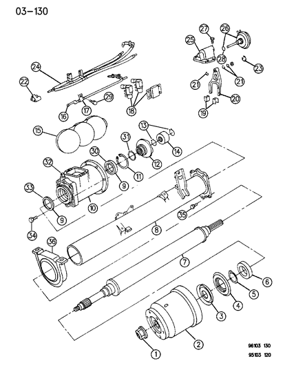 1996 Chrysler Town & Country Torque Tube Assembly Diagram