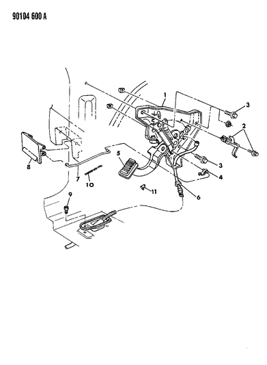 1990 Chrysler TC Maserati Lever - Parking Brake Diagram