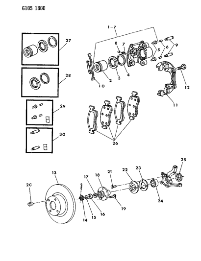 1986 Chrysler LeBaron Base Front Brakes Diagram 1