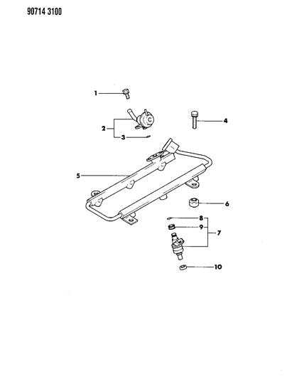 1990 Dodge Ram 50 Fuel Rail & Related Parts Diagram 2