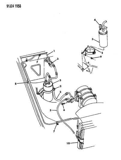 1993 Jeep Grand Wagoneer W/Lines A/C Diagram for 4740773